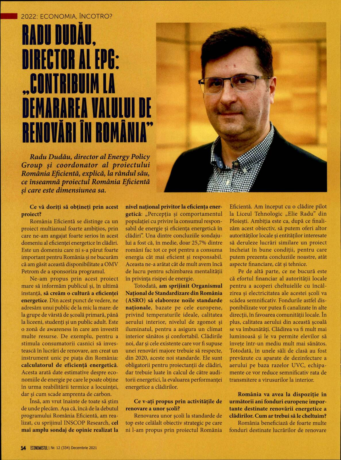cover story economistul radu dudau 2021 - romania eficienta print
